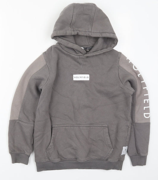 Hollyfield Girls Grey  Cotton Pullover Hoodie Size 10-11 Years  Pullover