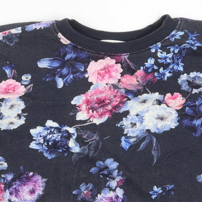 Preloved H&M Girls Blue Floral Cotton Pullover Sweatshirt Size 9-10 Years  Pullover - Detail