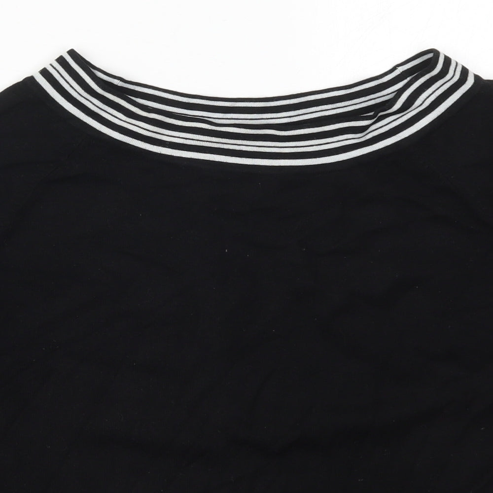 AMARANTO Womens Black Boat Neck Striped Viscose Pullover Jumper Size 18