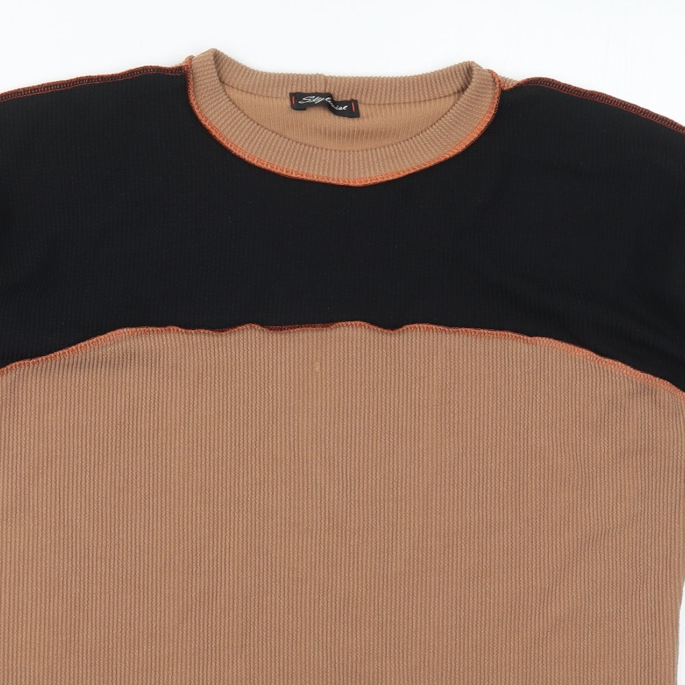 Stylewise Womens Brown  Polyester Basic T-Shirt Size 10 Round Neck