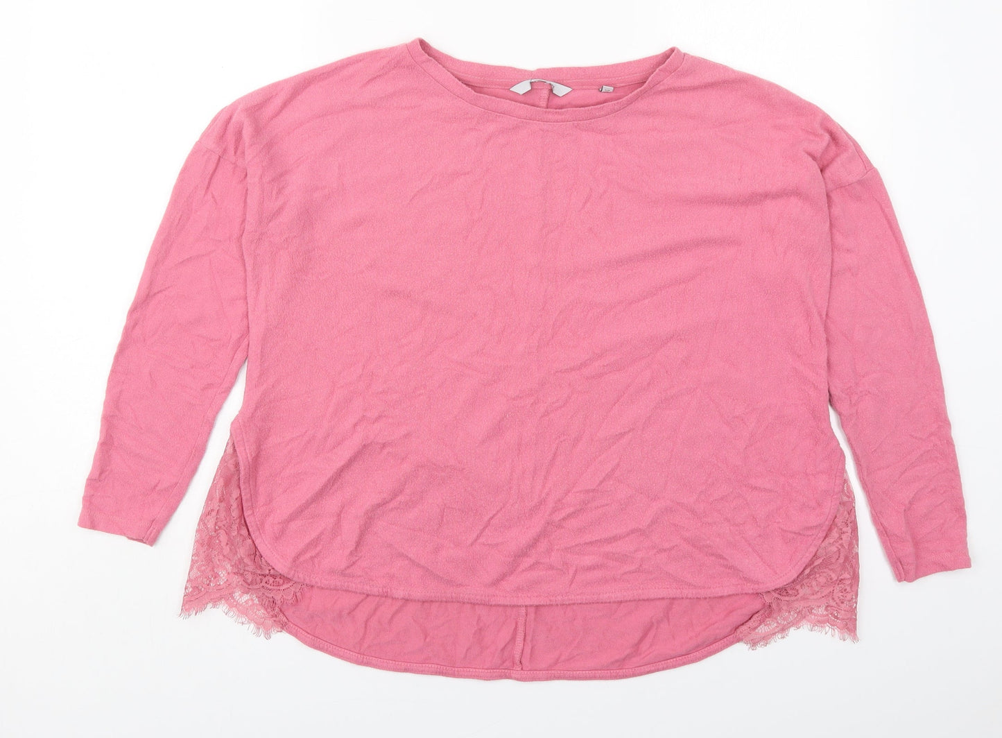 Preworn Womens Pink  Viscose Basic T-Shirt Size 10 Round Neck