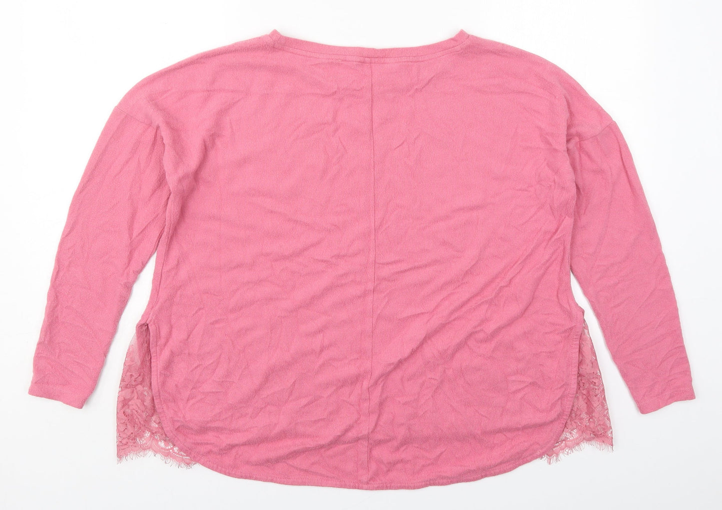 Preworn Womens Pink  Viscose Basic T-Shirt Size 10 Round Neck