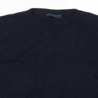 Next Womens Blue Round Neck  Cotton Pullover Jumper Size 12