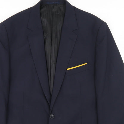 Everyone Mens Blue  Polyester Jacket Blazer Size 44