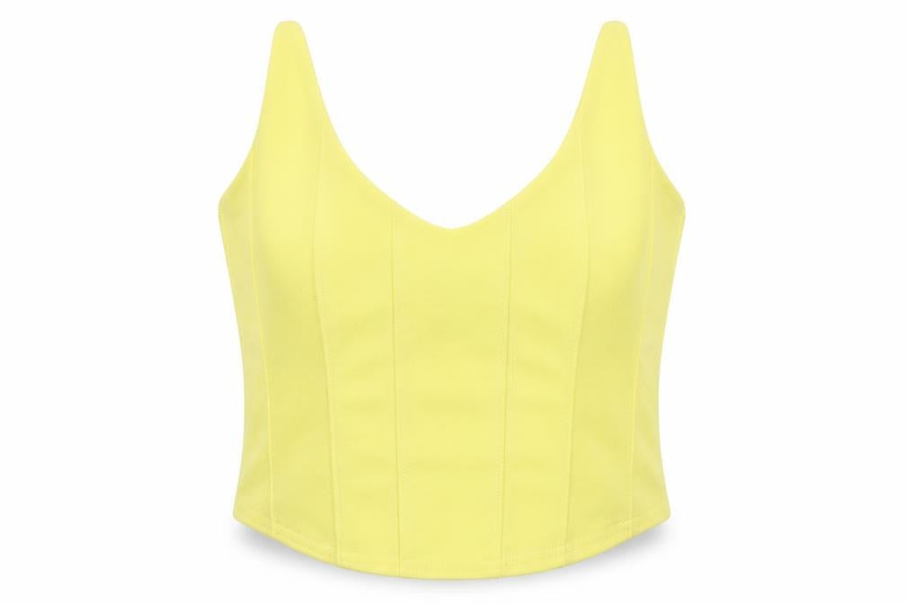 Missguided Womens Yellow  Polyester Cropped Tank Size 14 Sweetheart - Bandeau