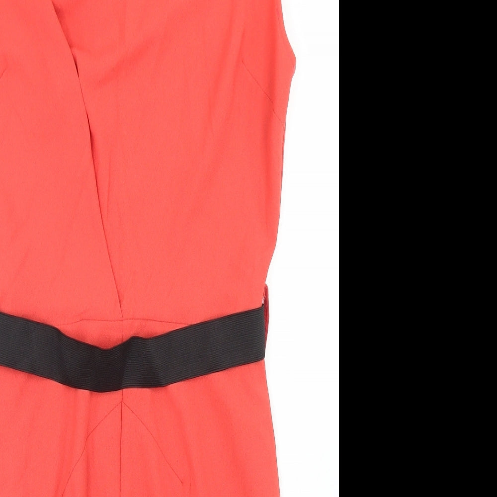 Closet Womens Orange  Polyester Pencil Dress  Size 12  Round Neck Zip