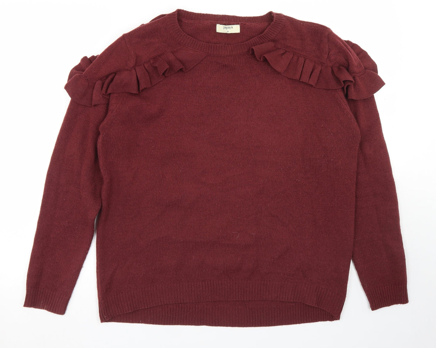 Papaya Womens Purple Crew Neck  Acrylic Pullover Jumper Size M