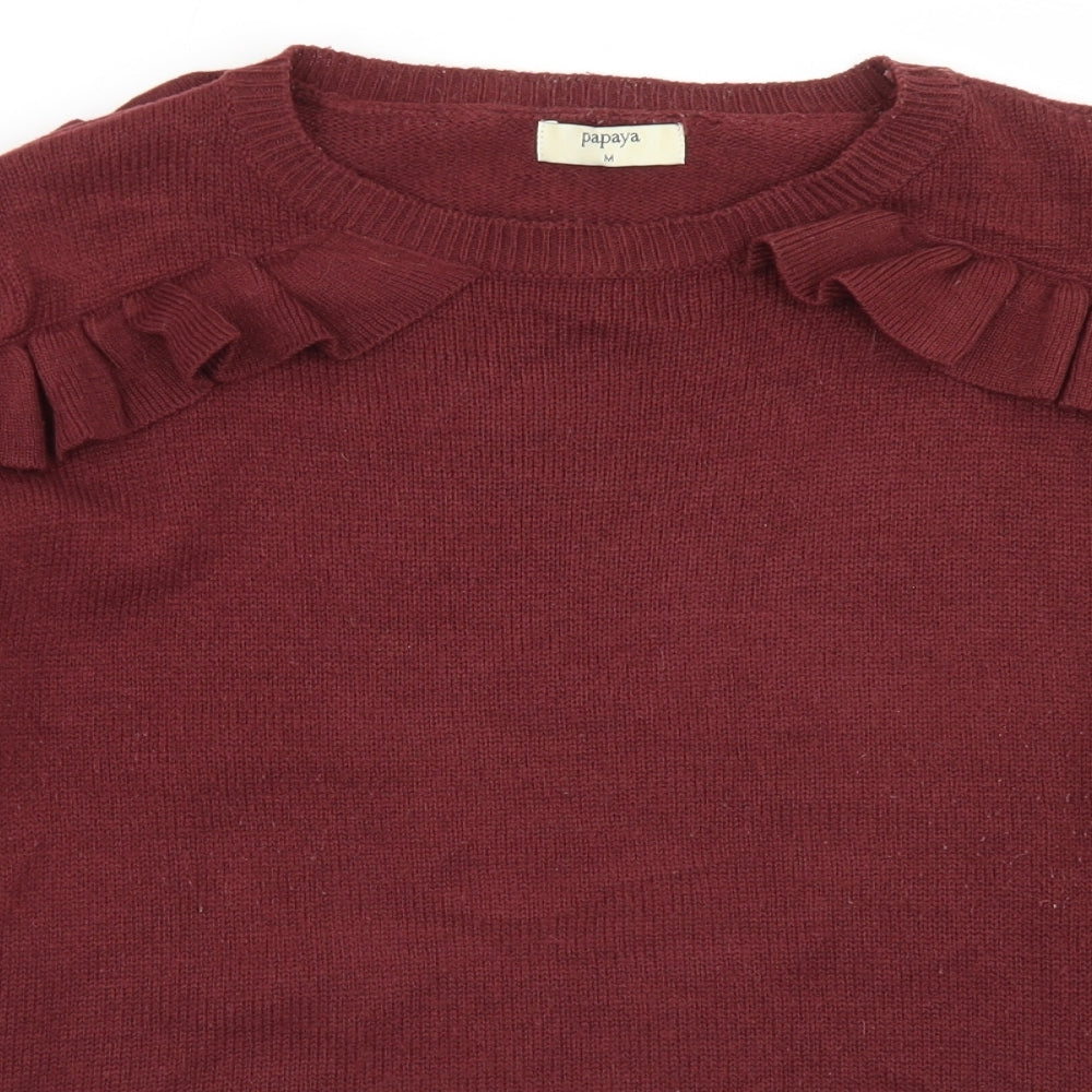Papaya Womens Purple Crew Neck  Acrylic Pullover Jumper Size M