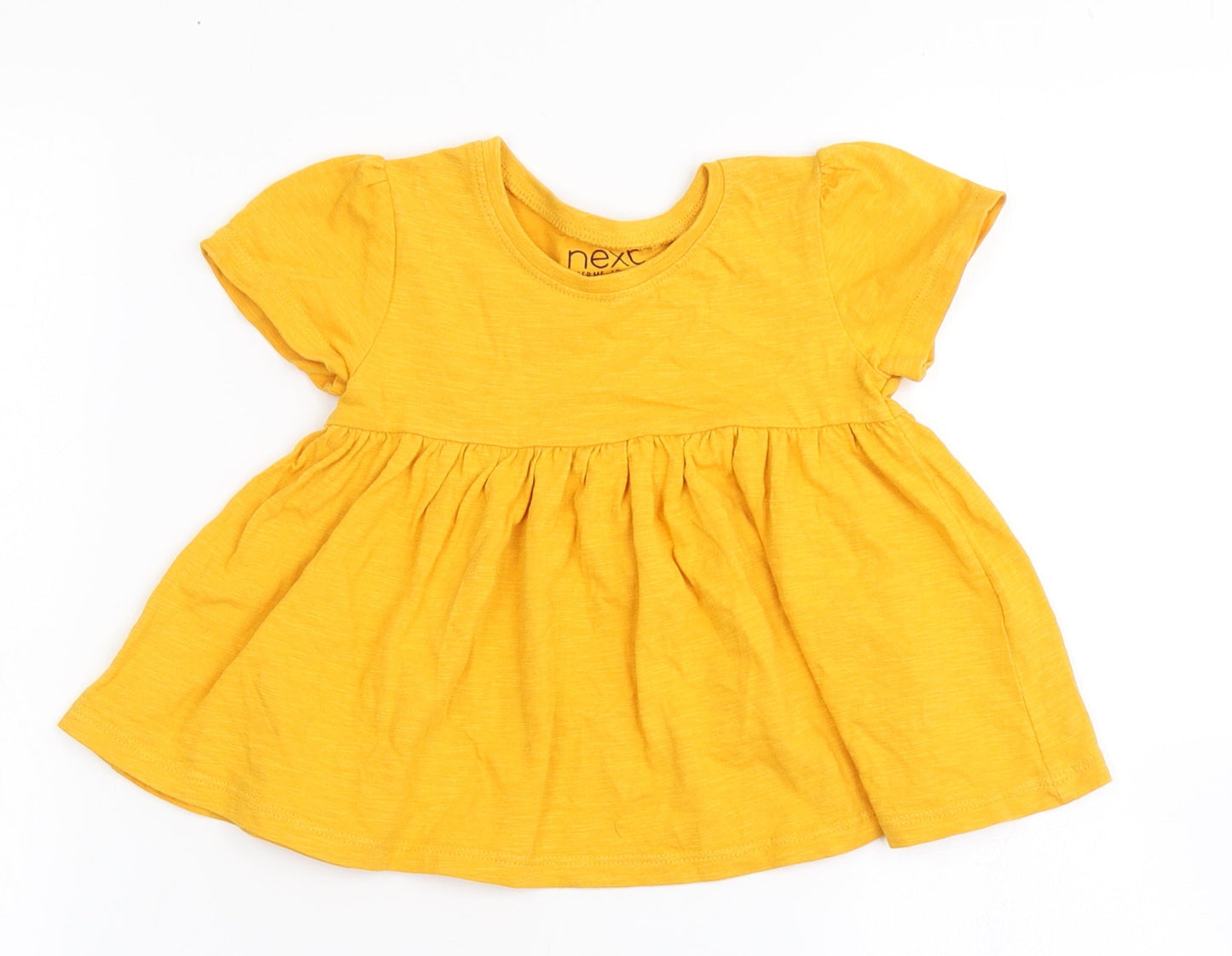 NEXT Girls Yellow  100% Cotton A-Line  Size 12-18 Months  Round Neck