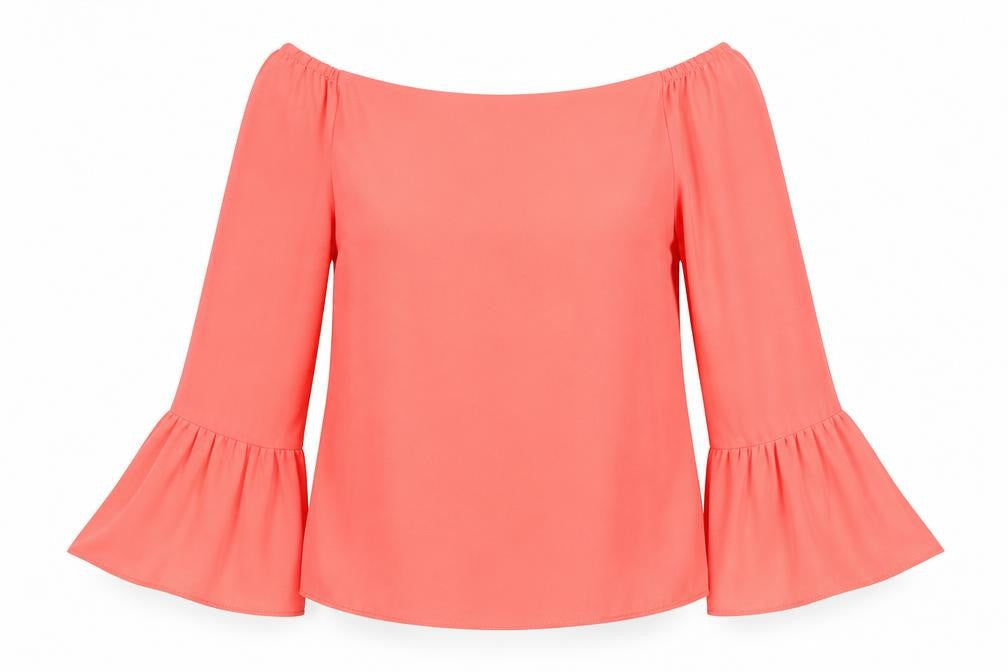 Atmosphere Womens Pink  Polyester Basic Blouse Size 10 Off the Shoulder