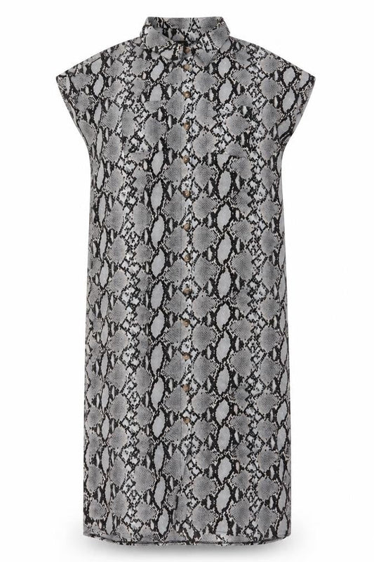 New Look Womens Grey Animal Print Polyester Maxi  Size 14  Collared Button