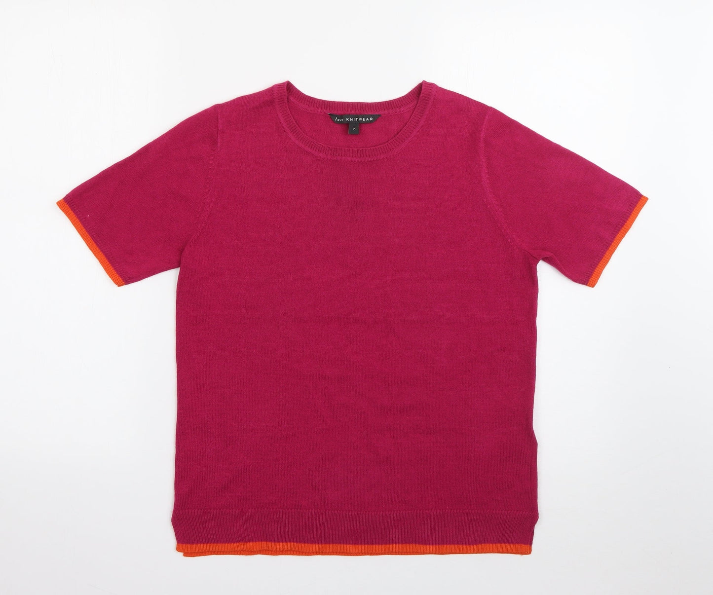 Love Knitwear Womens Pink  Acrylic Jersey T-Shirt Size 10 Crew Neck