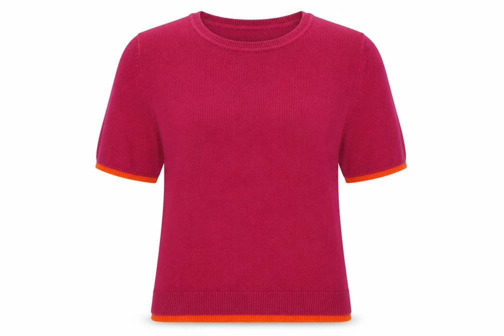 Love Knitwear Womens Pink  Acrylic Jersey T-Shirt Size 10 Crew Neck