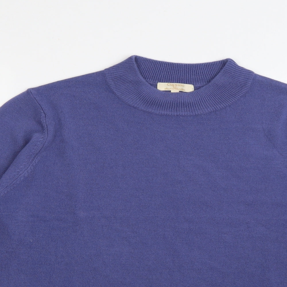 Sarah Hamilton Womens Blue  Acrylic Jersey T-Shirt Size M High Neck
