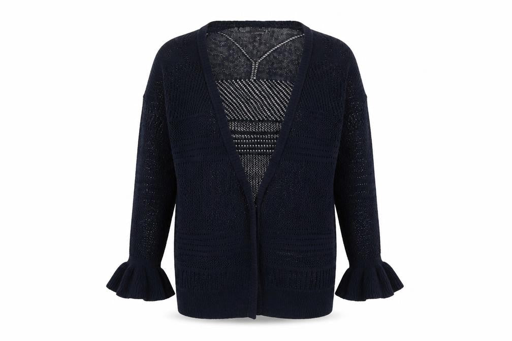 Papaya Womens Blue V-Neck  Acrylic Cardigan Jumper Size L
