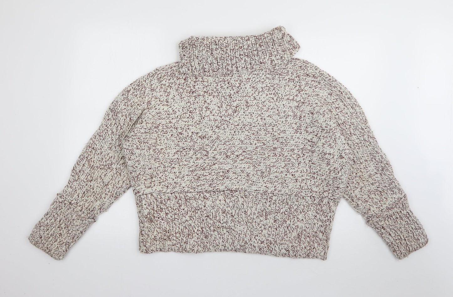 Topshop Womens White Roll Neck  Acrylic Pullover Jumper Size 12