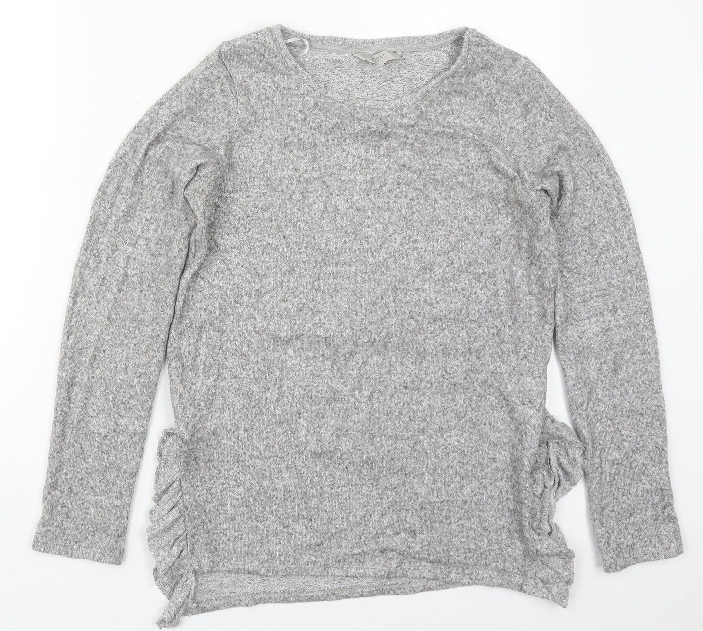 NEXT Womens Grey  Viscose Basic T-Shirt Size 6 Crew Neck