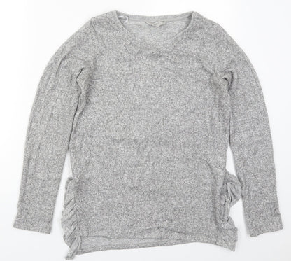 Next Womens Grey  Viscose Basic T-Shirt Size 6 Crew Neck