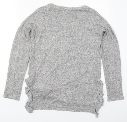 Next Womens Grey  Viscose Basic T-Shirt Size 6 Crew Neck
