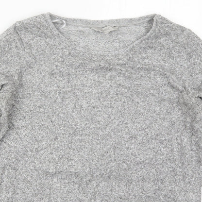 Next Womens Grey  Viscose Basic T-Shirt Size 6 Crew Neck