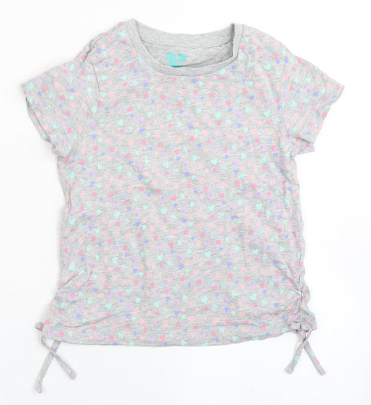 Very Girls Grey  Cotton Basic T-Shirt Size 5-6 Years Round Neck  - Shells. Love hearts