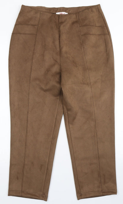 Preloved Afibel Womens Brown  Polyester Capri Trousers Size 16 L24 in Regular - Front