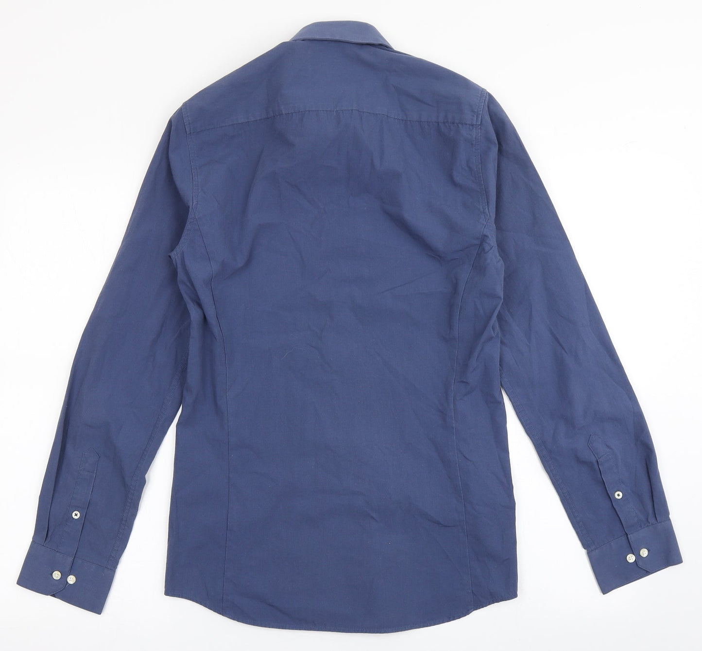 Burton Mens Blue  Polyester  Button-Up Size 14.5 Round Neck Button - Skinny Fit