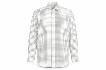 kwg Mens Beige Check Polyester  Button-Up Size 16.5 Round Neck Button