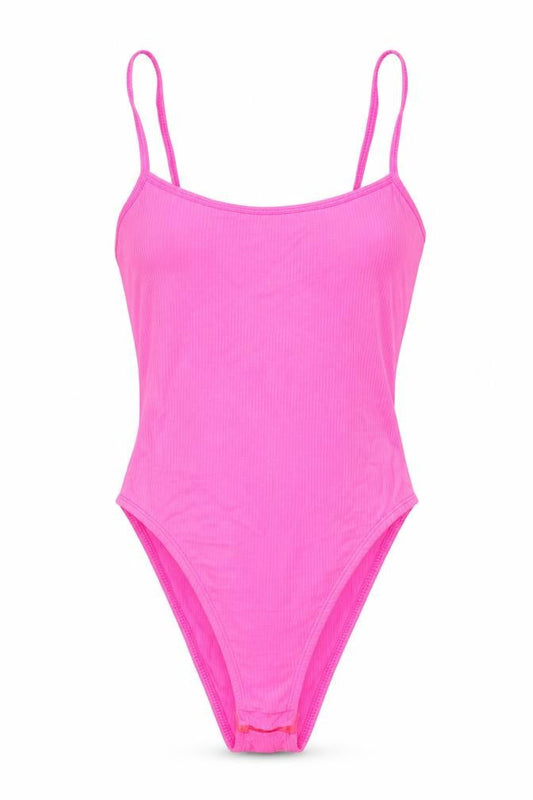 New Look Womens Pink  Polyamide Camisole T-Shirt Size 6 Boat Neck - Neon Pink