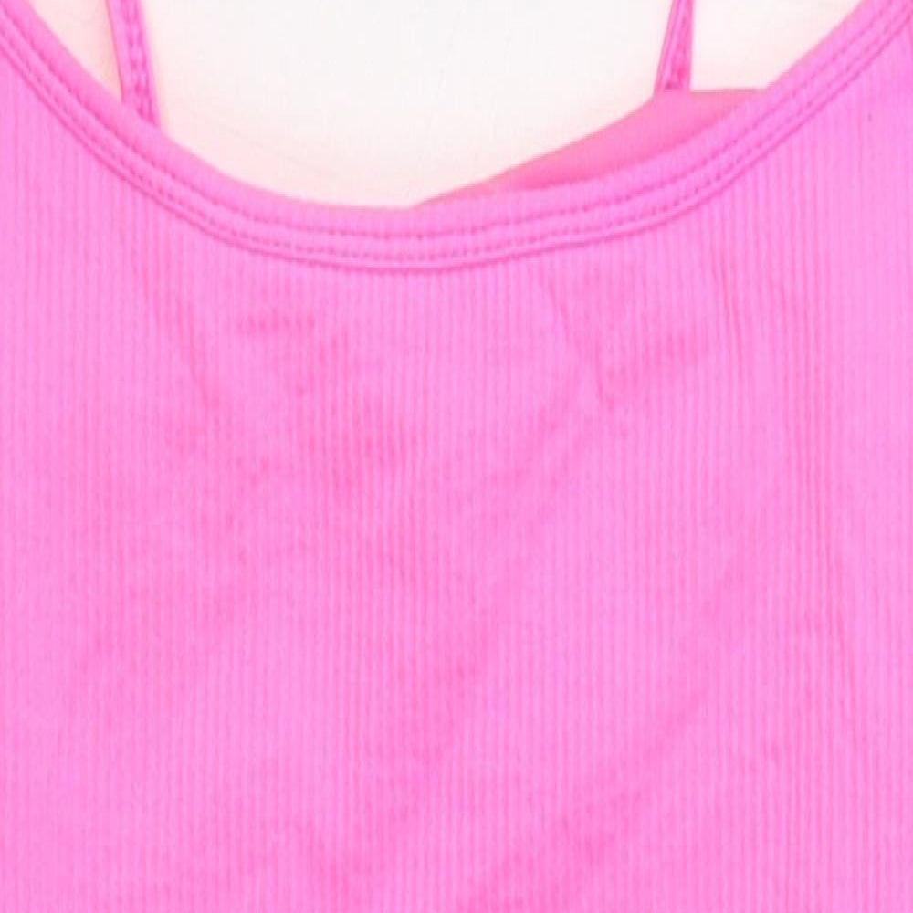 New Look Womens Pink  Polyamide Camisole T-Shirt Size 6 Boat Neck - Neon Pink
