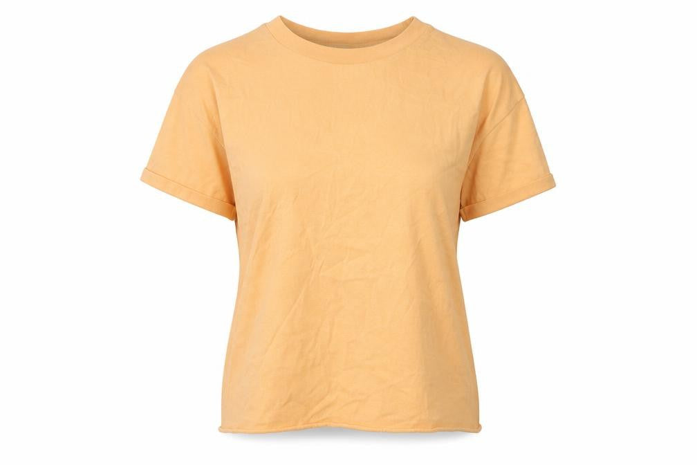 Miss Selfridge Womens Orange  Cotton Basic T-Shirt Size S Round Neck