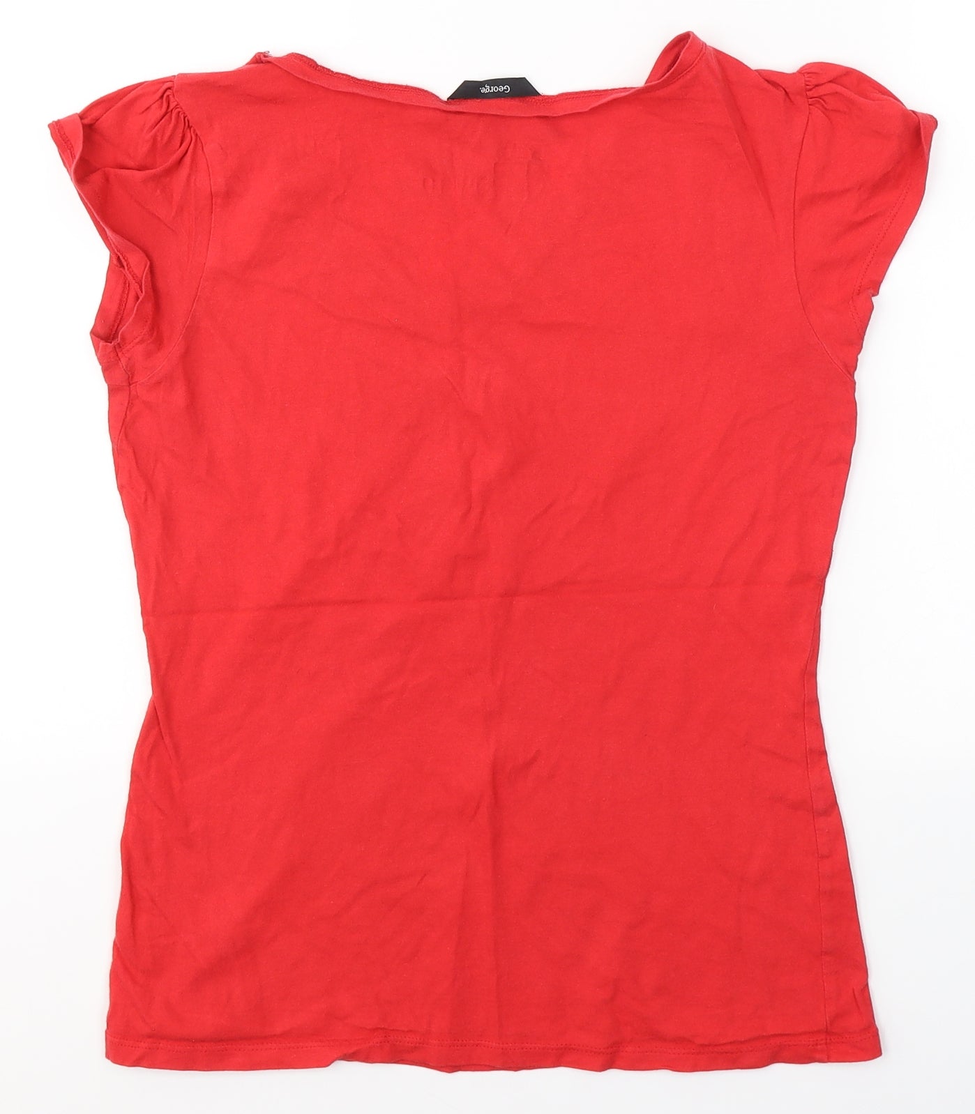 George Womens Red  Cotton Jersey T-Shirt Size 8 V-Neck - Pudsey