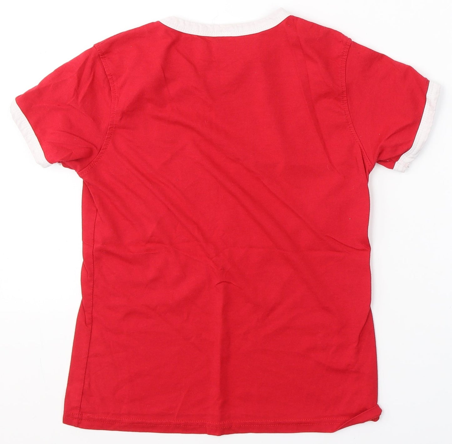 American Authentics Boys Red  Polyester Basic T-Shirt Size 8 Years Round Neck