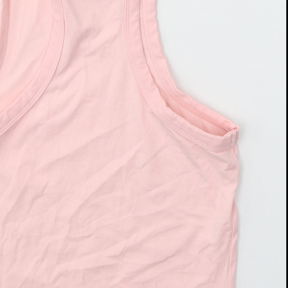Brave Soul Womens Pink  Cotton Cropped Tank Size XS Round Neck