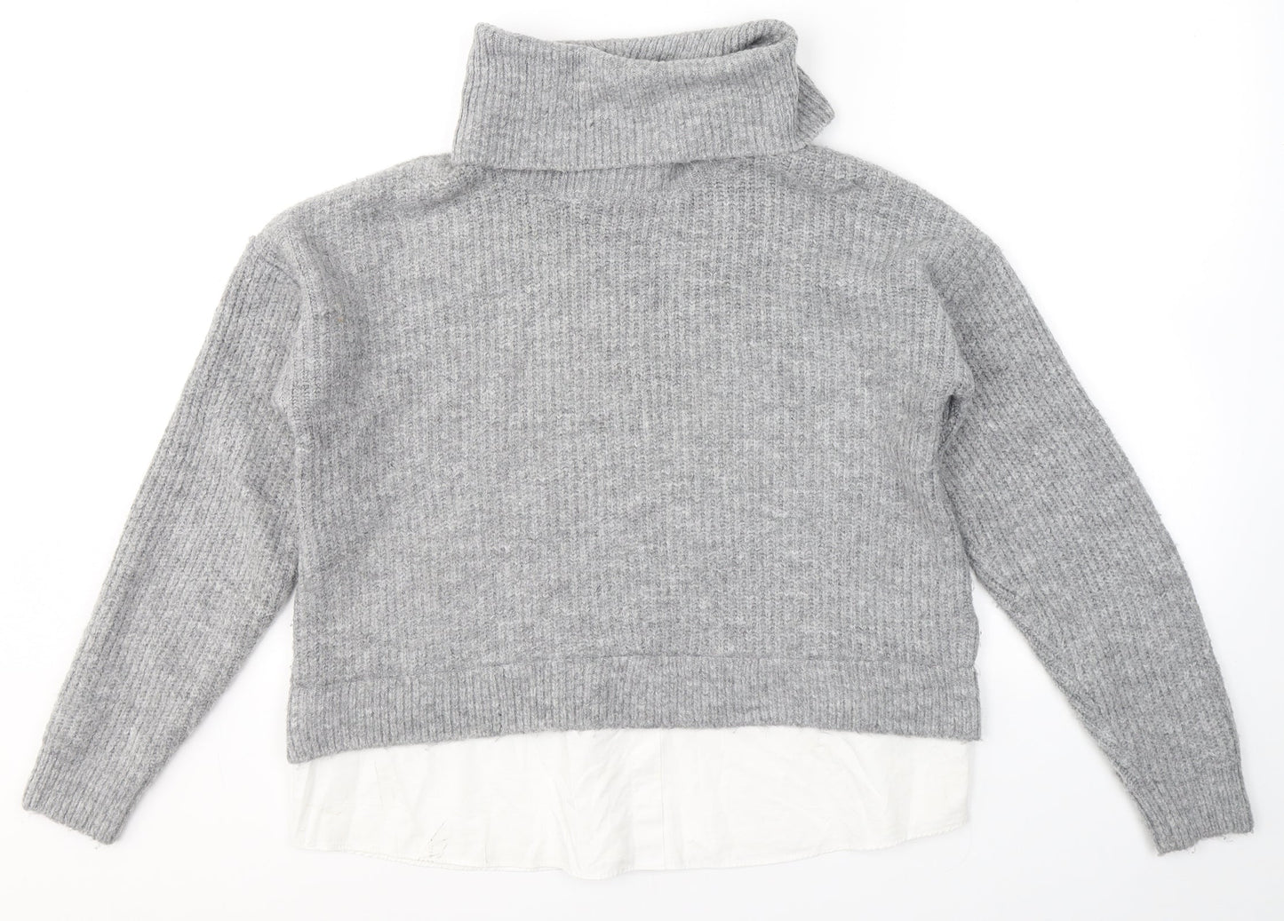 New Look Womens Grey Roll Neck  Nylon Pullover Jumper Size S