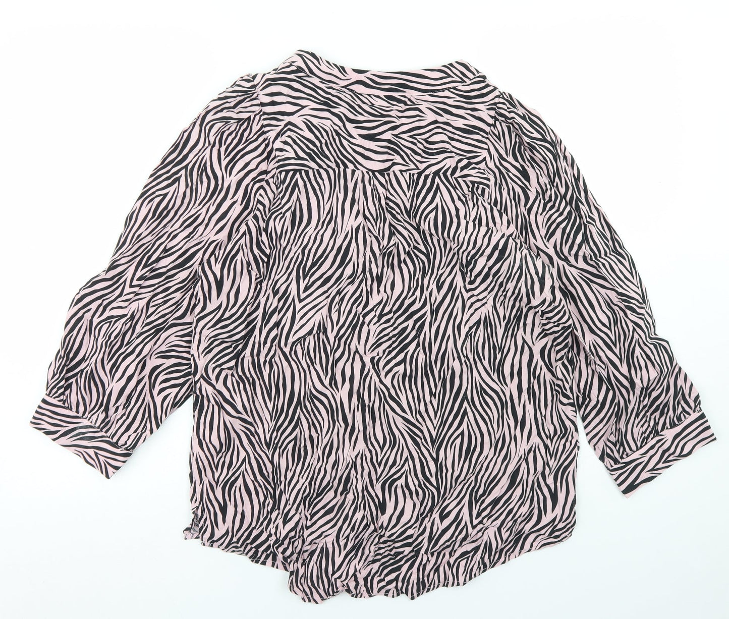 Dorothy Perkins Womens Pink Animal Print Viscose Basic Blouse Size 10 V-Neck - Zebra Print