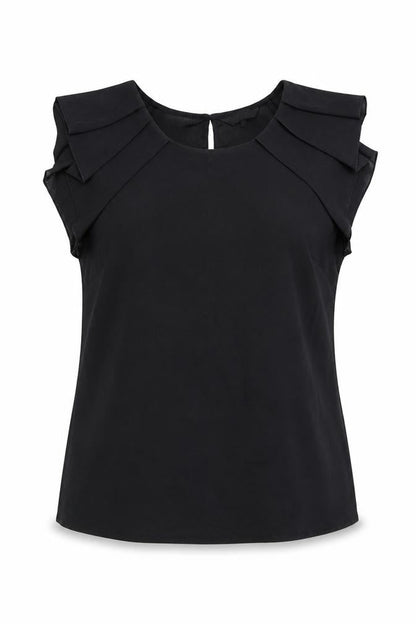 Peacocks Womens Black  Polyester Basic Blouse Size 10 Round Neck