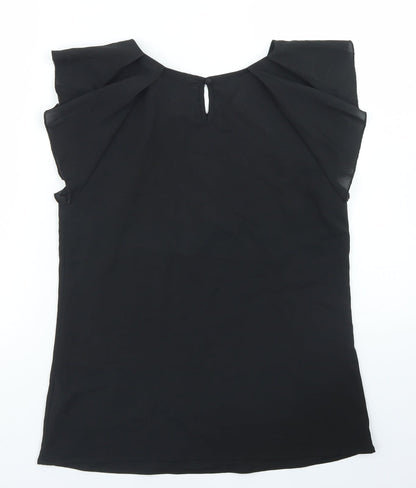 Peacocks Womens Black  Polyester Basic Blouse Size 10 Round Neck