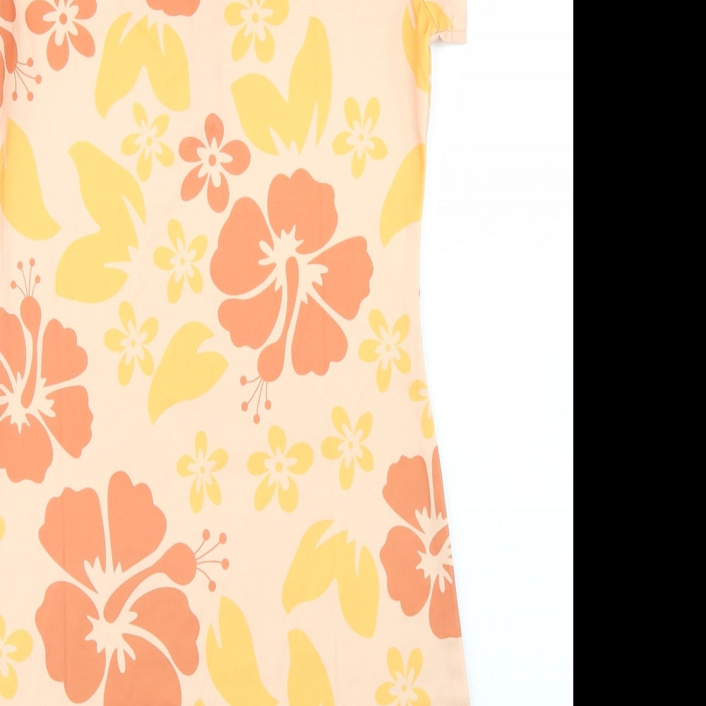 SheIn Womens Beige Floral Polyester Bodycon  Size S  Collared