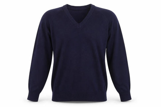 Hunter Mens Blue V-Neck  Acrylic Pullover Jumper Size S