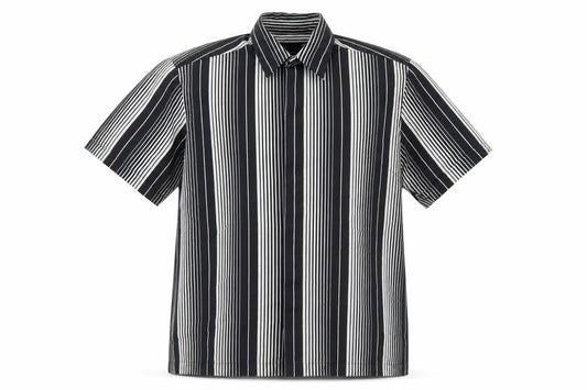 Burton Mens Black Striped Polyester  Button-Up Size S Collared Button
