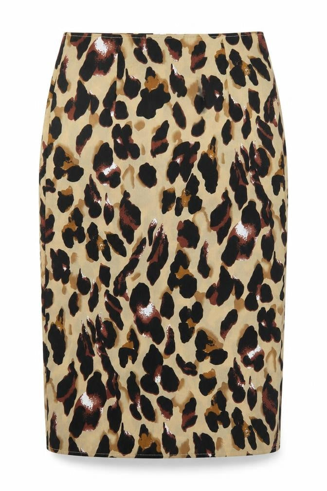 PRETTYLITTLETHING Womens Beige Animal Print Polyester Straight & Pencil Skirt Size 8   Zip