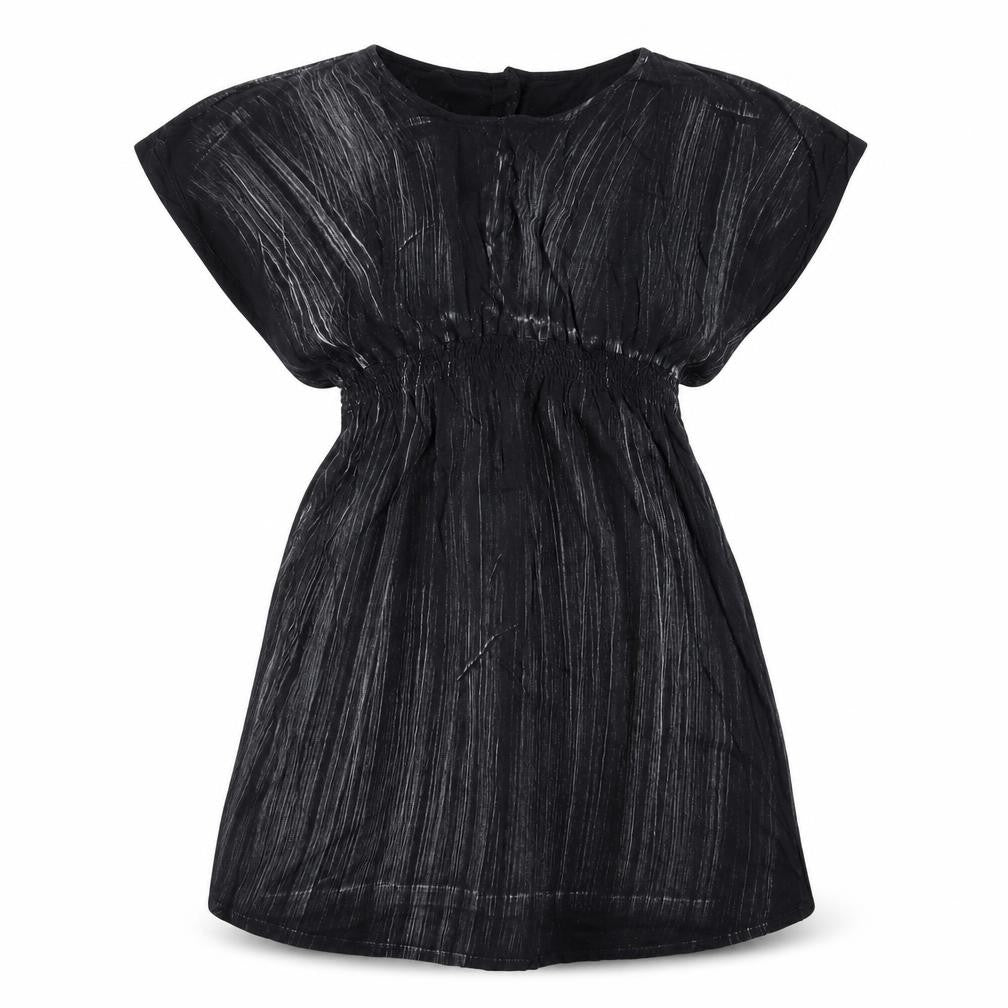 Topshop Womens Black Striped Cotton Fit & Flare  Size 8  Round Neck