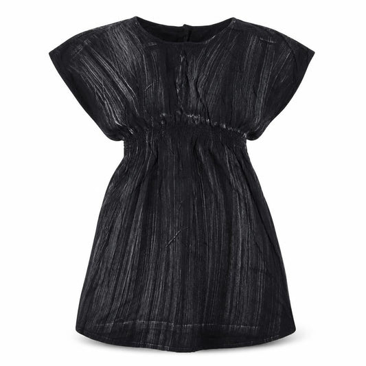 Topshop Womens Black Striped Cotton Fit & Flare  Size 8  Round Neck