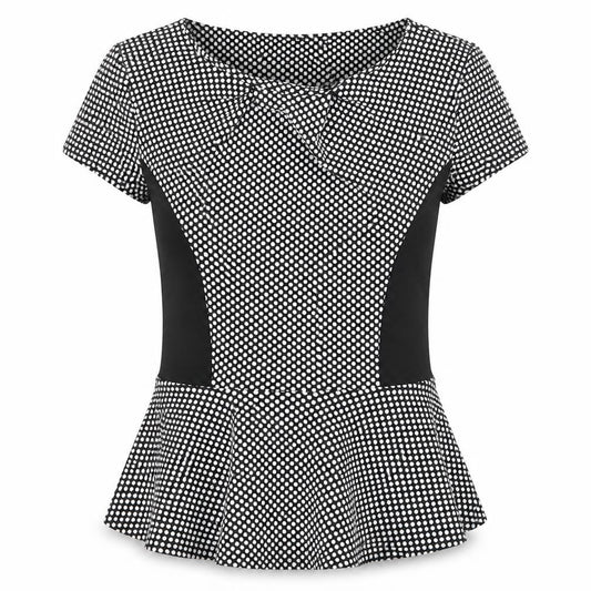 Dorothy Perkins Womens Black Polka Dot Polyester Basic T-Shirt Size 12 Round Neck