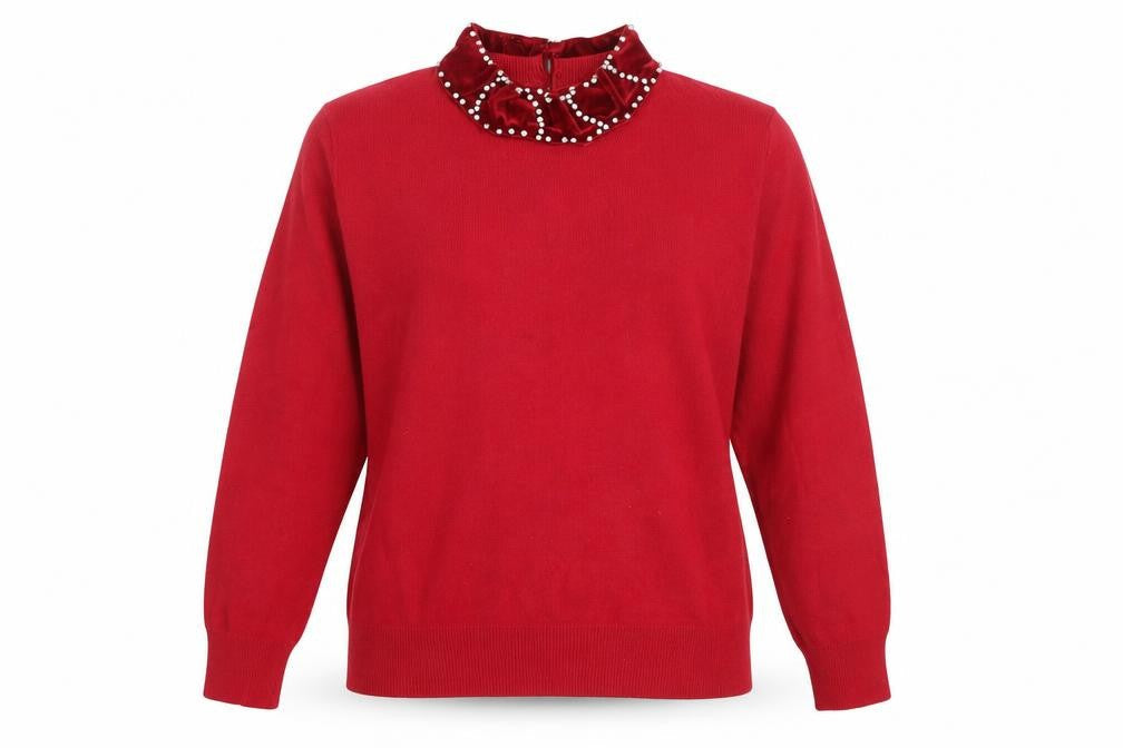 Darling Womens Red High Neck  Rayon Pullover Jumper Size 12