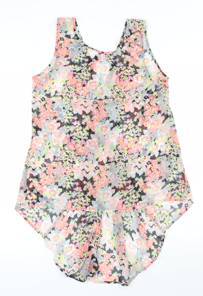 Oasis Womens Multicoloured Floral Polyester Basic Blouse Size 10 Scoop Neck
