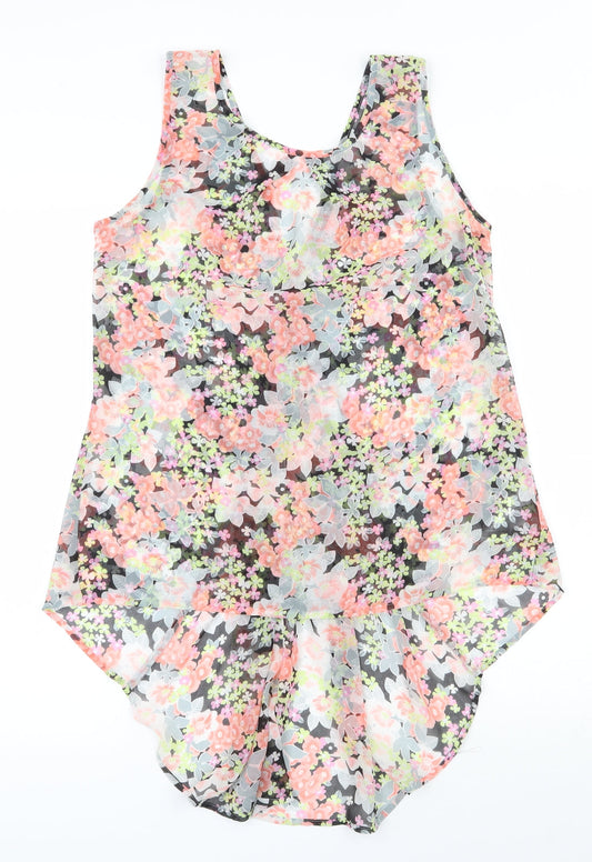 Oasis Womens Multicoloured Floral Polyester Basic Blouse Size 10 Scoop Neck