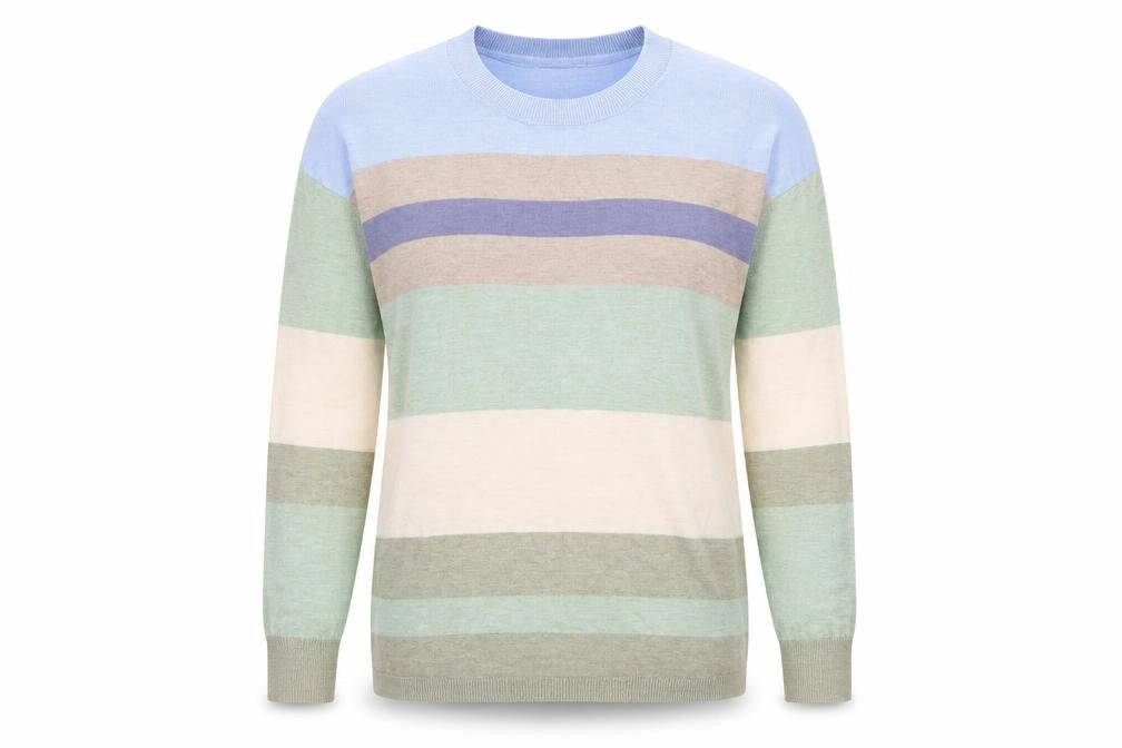 Fransa Womens Multicoloured Round Neck Striped Viscose Pullover Jumper Size S