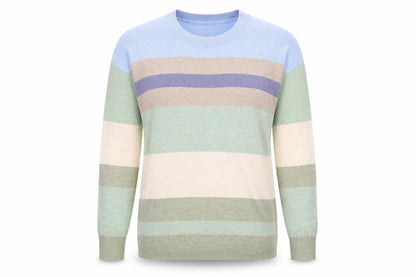 Fransa Womens Multicoloured Round Neck Striped Viscose Pullover Jumper Size S